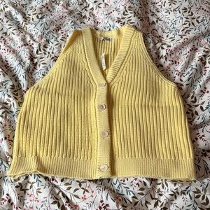Madewell Pale Yellow Ribbed Knit Vest
